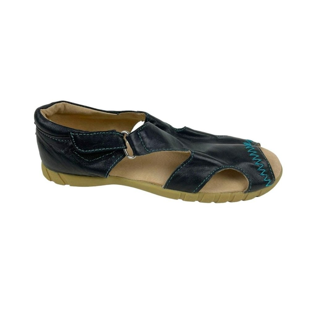 Livie And Luca Black Leather Sandals Sz 13 Comfort boys girls hook and loop